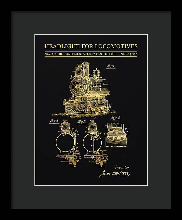 Locomotive Headlight Gold Patent Us613330