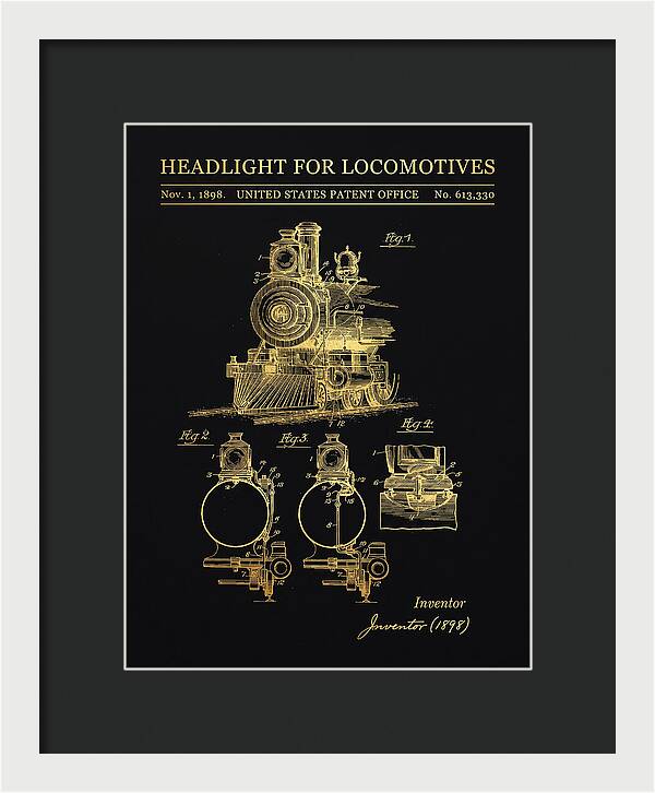Locomotive Headlight Gold Patent Us613330