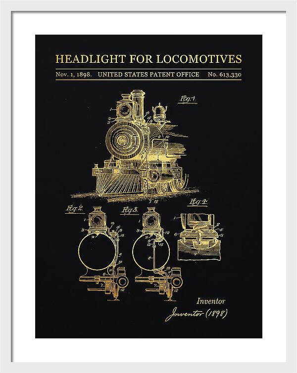 Locomotive Headlight Gold Patent Us613330
