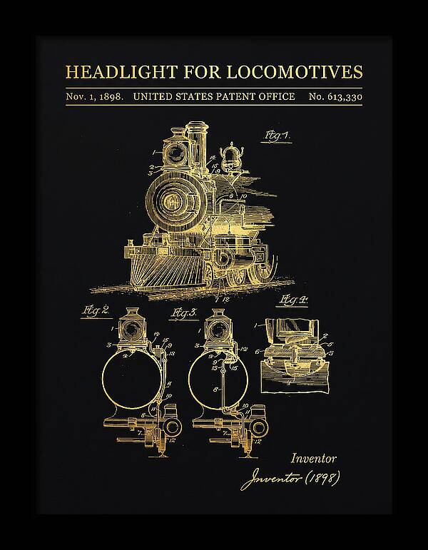 Locomotive Headlight Gold Patent Us613330