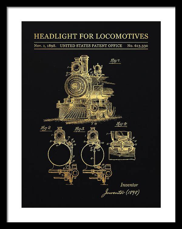 Locomotive Headlight Gold Patent Us613330