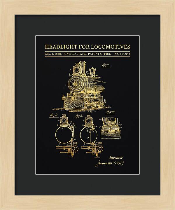 Locomotive Headlight Gold Patent Us613330
