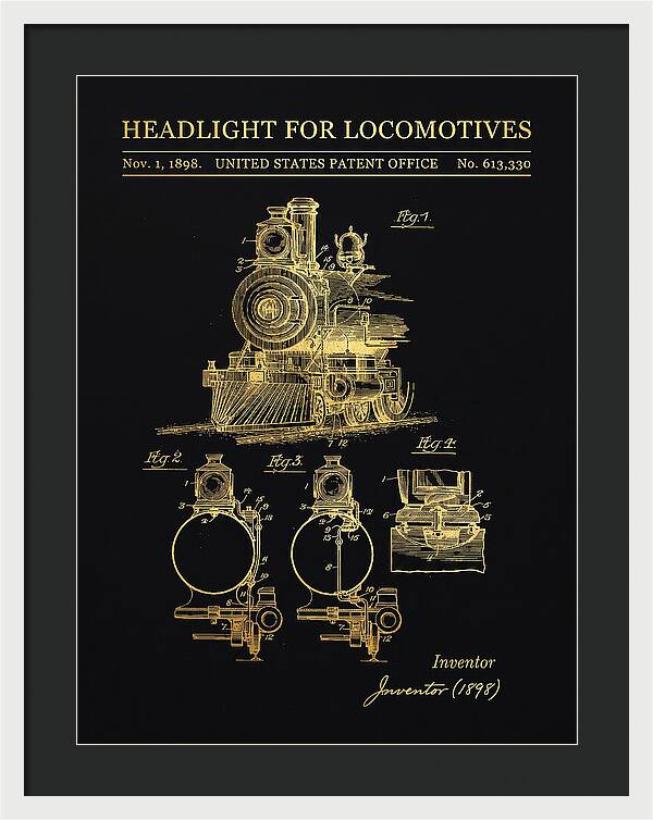 Locomotive Headlight Gold Patent Us613330