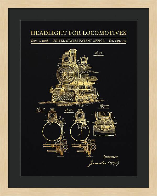 Locomotive Headlight Gold Patent Us613330