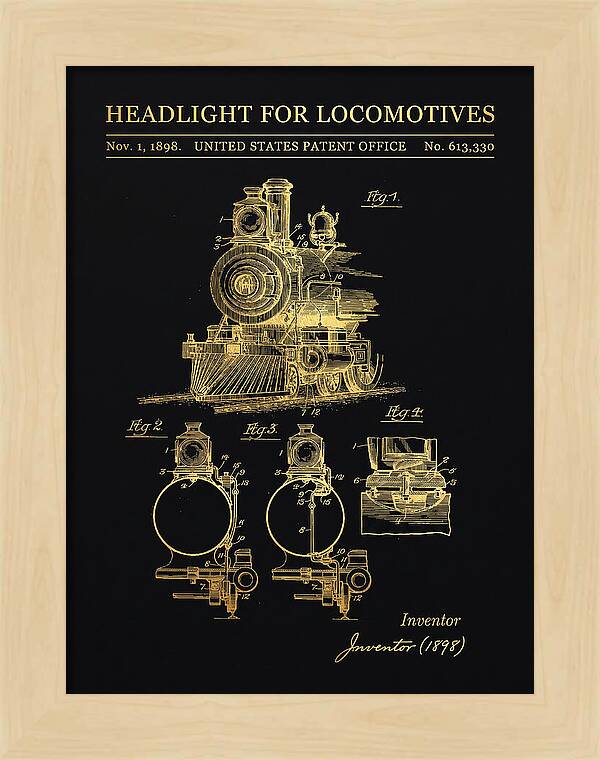 Locomotive Headlight Gold Patent Us613330