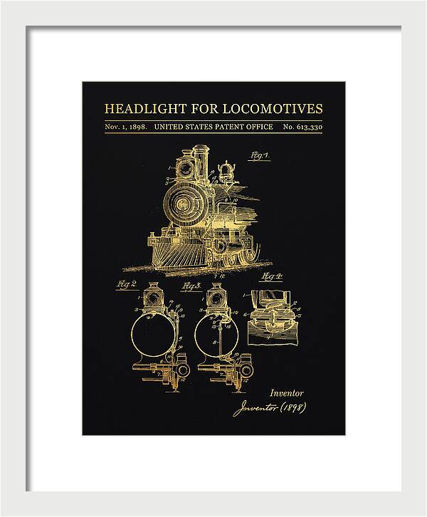 Locomotive Headlight Gold Patent Us613330