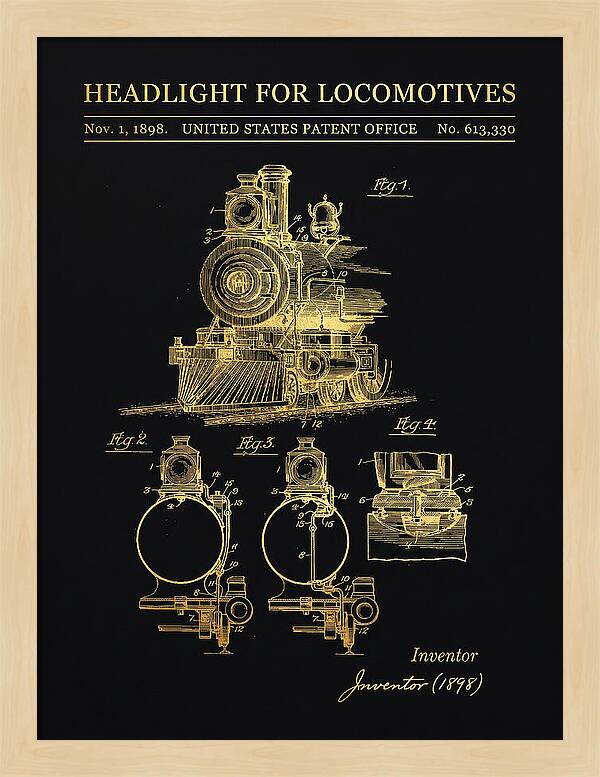 Locomotive Headlight Gold Patent Us613330