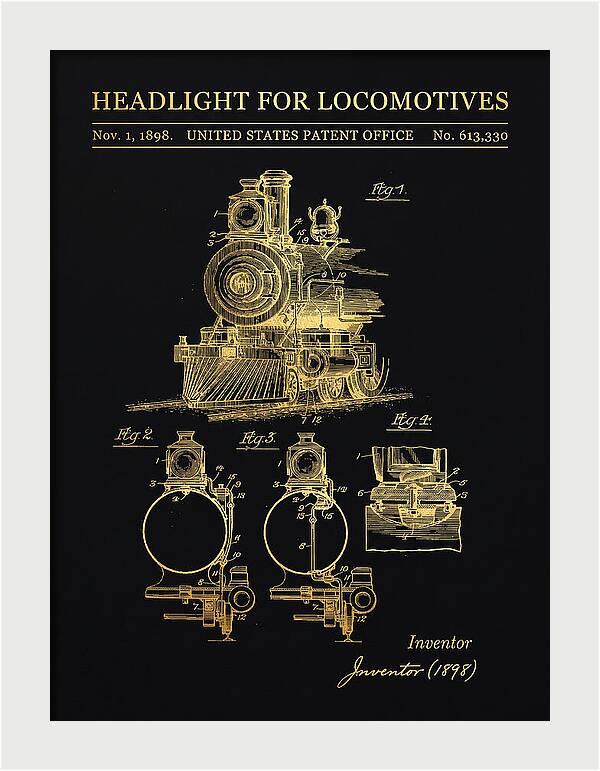 Locomotive Headlight Gold Patent Us613330