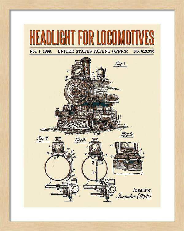 Locomotive Headlight Retro Patent Us613330
