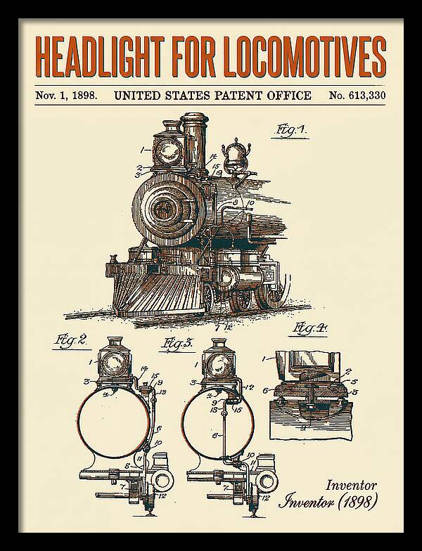Locomotive Headlight Retro Patent Us613330