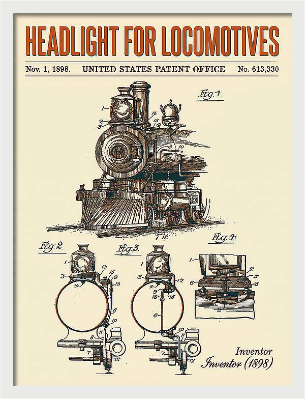 Locomotive Headlight Retro Patent Us613330