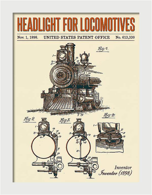 Locomotive Headlight Retro Patent Us613330