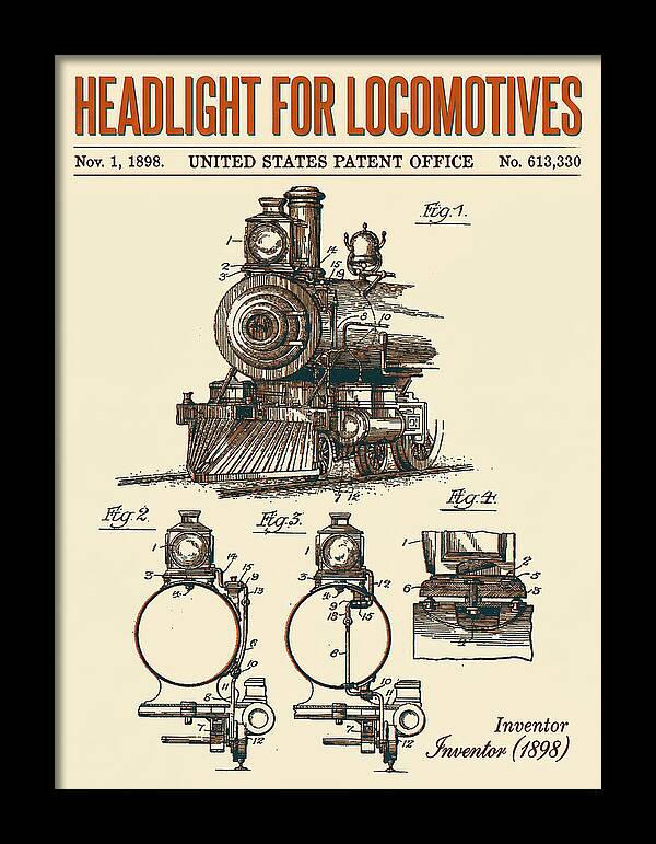 Locomotive Headlight Retro Patent Us613330