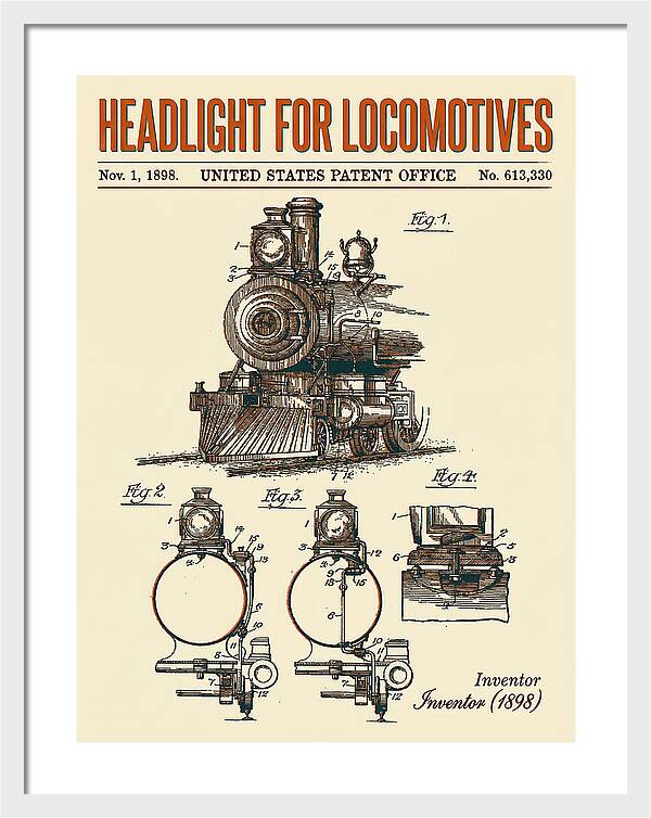 Locomotive Headlight Retro Patent Us613330