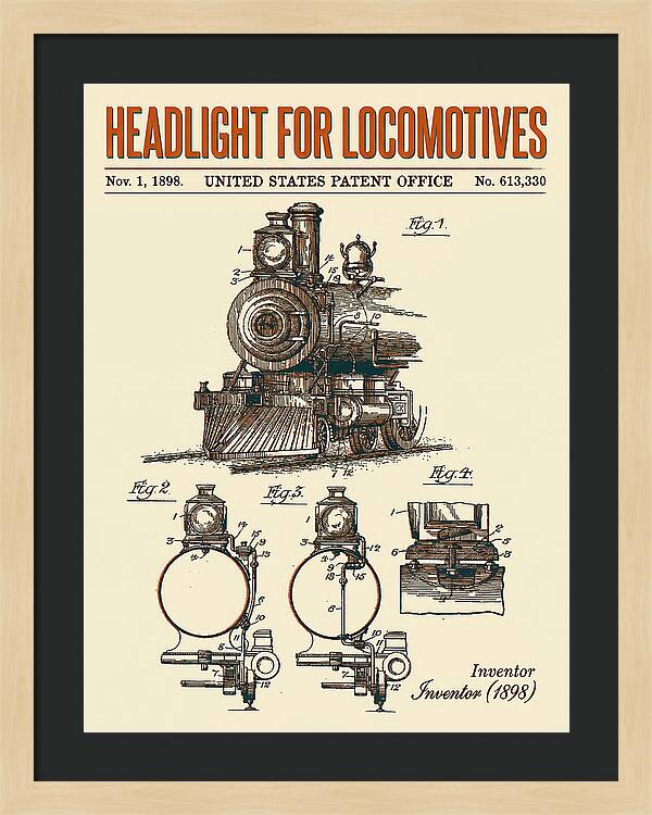 Locomotive Headlight Retro Patent Us613330