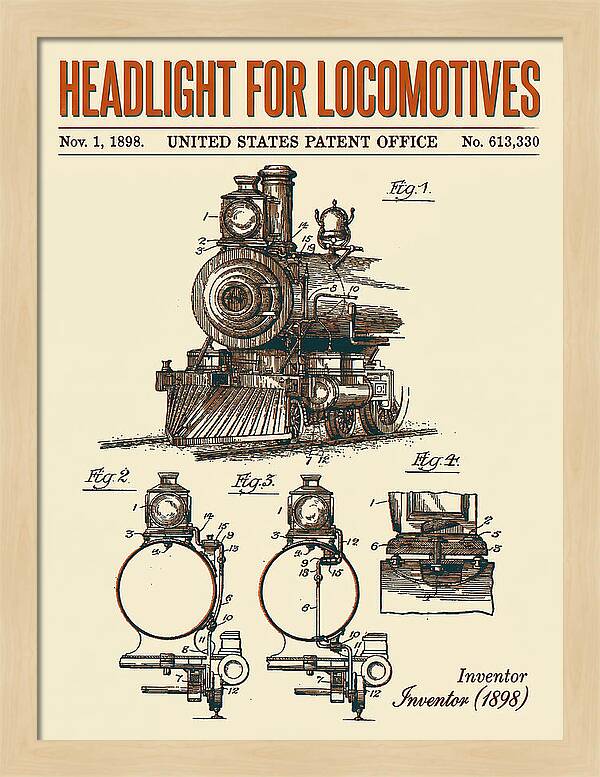 Locomotive Headlight Retro Patent Us613330
