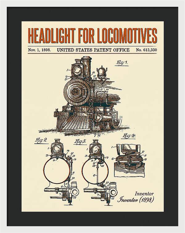 Locomotive Headlight Retro Patent Us613330