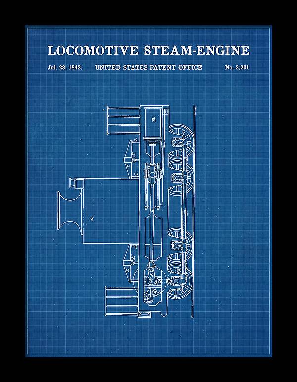 Locomotive Steam Engine Blueprint Patent Us3201