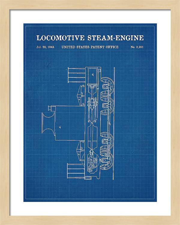 Locomotive Steam Engine Blueprint Patent Us3201