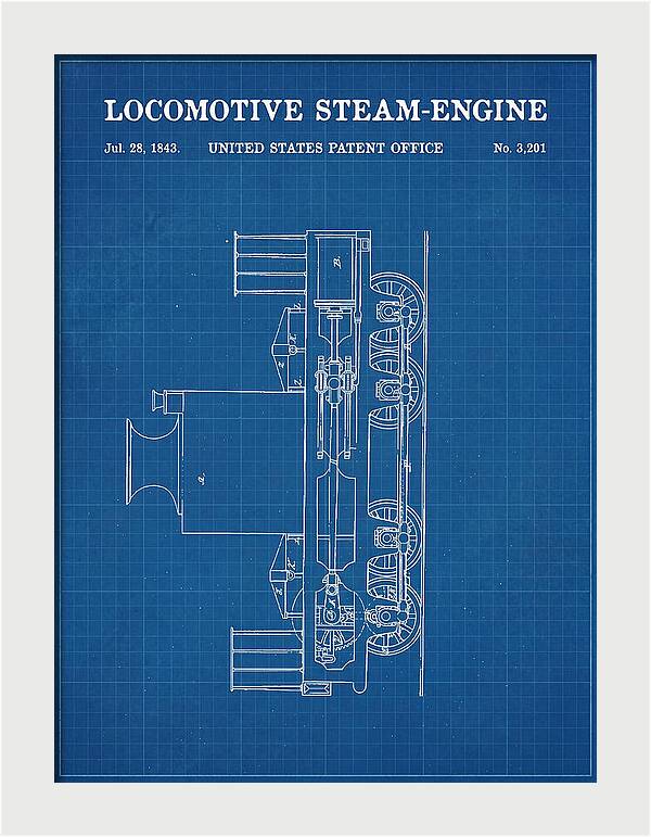 Locomotive Steam Engine Blueprint Patent Us3201
