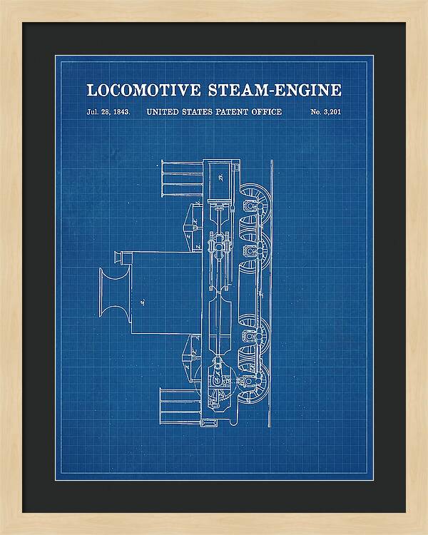 Locomotive Steam Engine Blueprint Patent Us3201