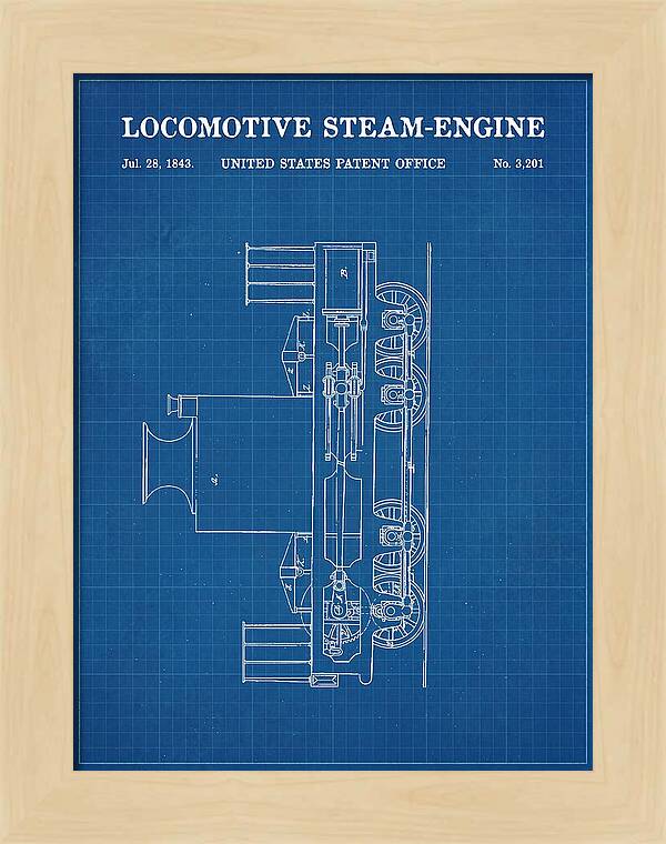Locomotive Steam Engine Blueprint Patent Us3201