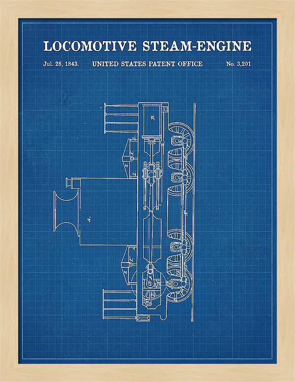 Locomotive Steam Engine Blueprint Patent Us3201