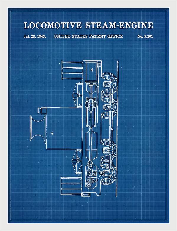 Locomotive Steam Engine Blueprint Patent Us3201