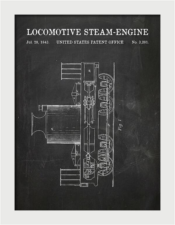 Locomotive Steam Engine Chalkboard Patent Us3201