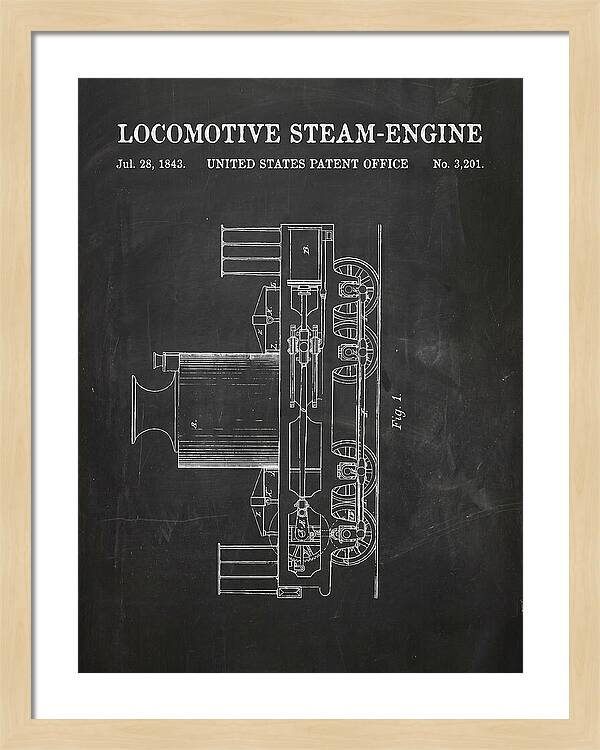 Locomotive Steam Engine Chalkboard Patent Us3201
