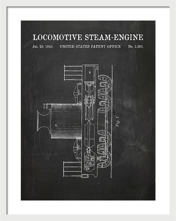 Locomotive Steam Engine Chalkboard Patent Us3201