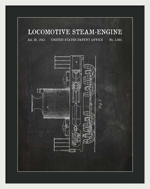 Locomotive Steam Engine Chalkboard Patent Us3201