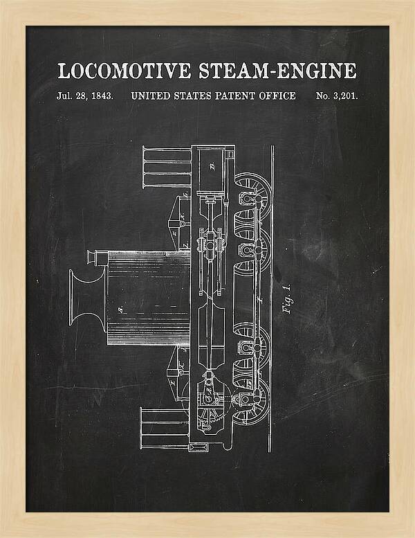 Locomotive Steam Engine Chalkboard Patent Us3201
