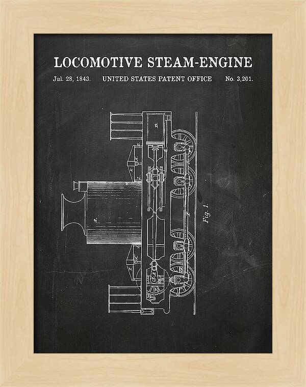 Locomotive Steam Engine Chalkboard Patent Us3201