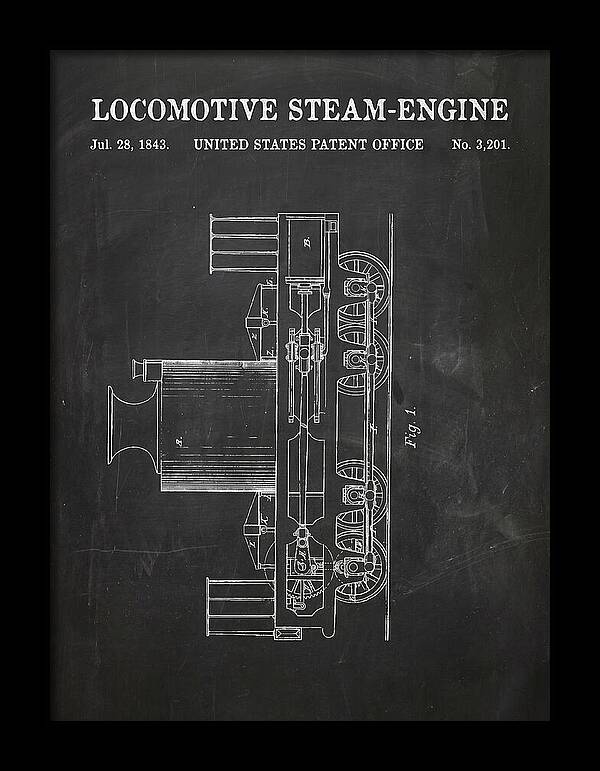 Locomotive Steam Engine Chalkboard Patent Us3201