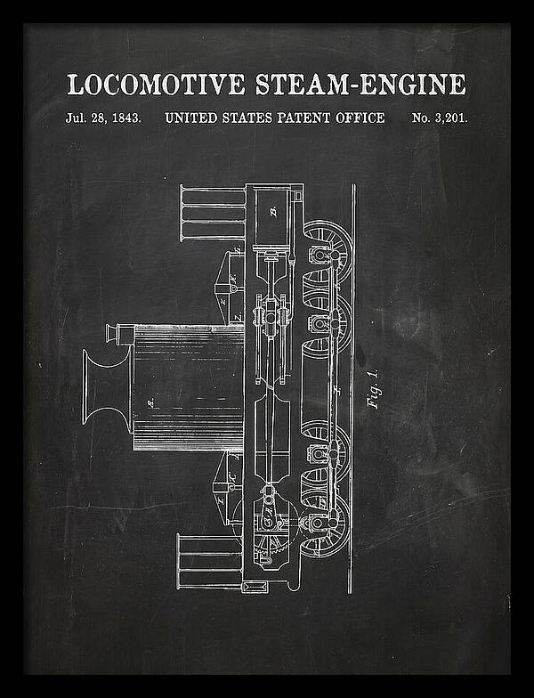 Locomotive Steam Engine Chalkboard Patent Us3201