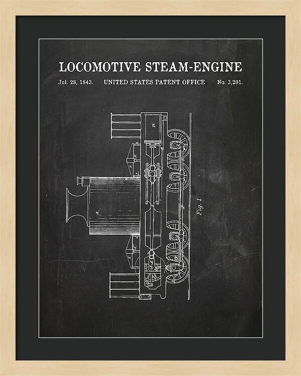 Locomotive Steam Engine Chalkboard Patent Us3201