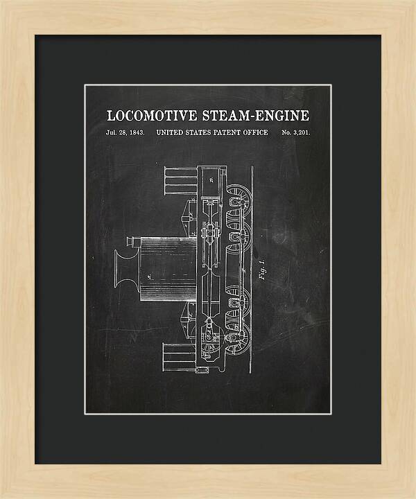 Locomotive Steam Engine Chalkboard Patent Us3201