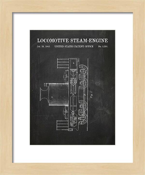 Locomotive Steam Engine Chalkboard Patent Us3201
