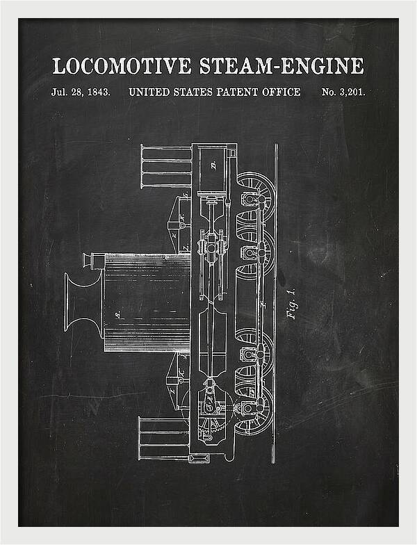 Locomotive Steam Engine Chalkboard Patent Us3201