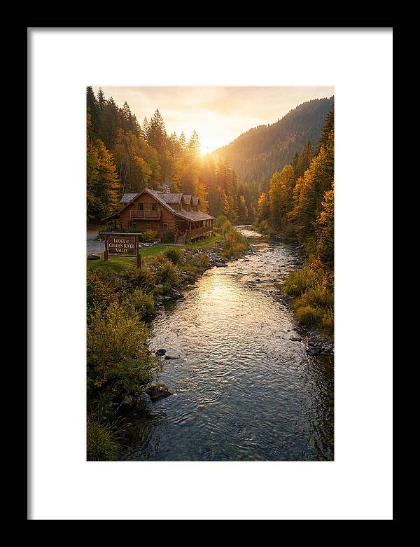 Lodge By The River At Sunset