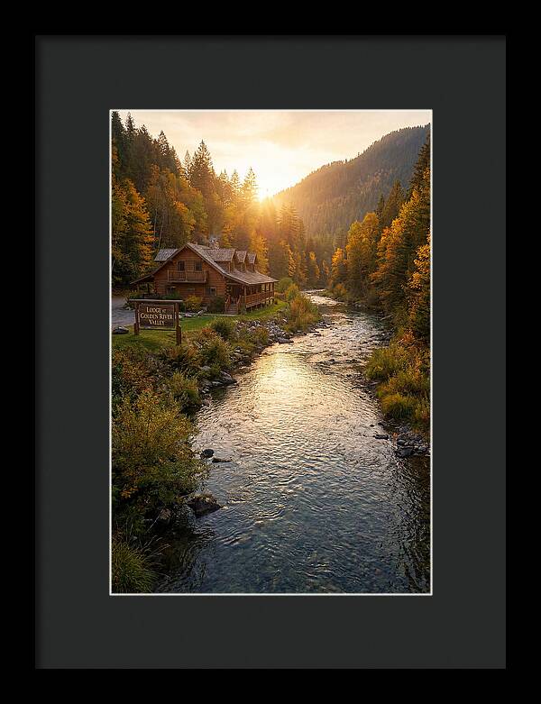 Lodge By The River At Sunset