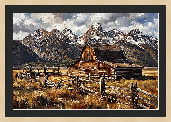 Log Cabin Amidst Majestic Peaks