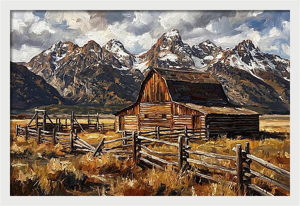Log Cabin Amidst Majestic Peaks