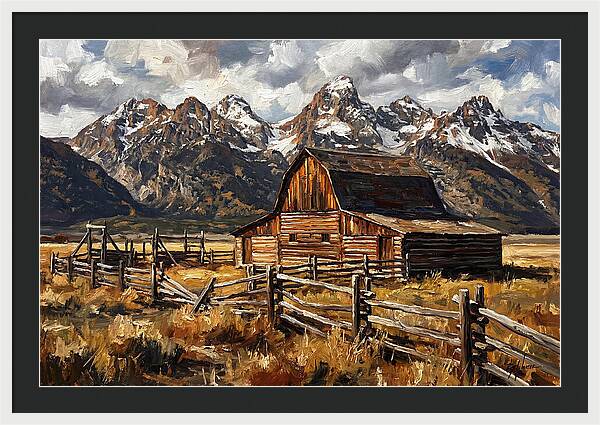 Log Cabin Amidst Majestic Peaks