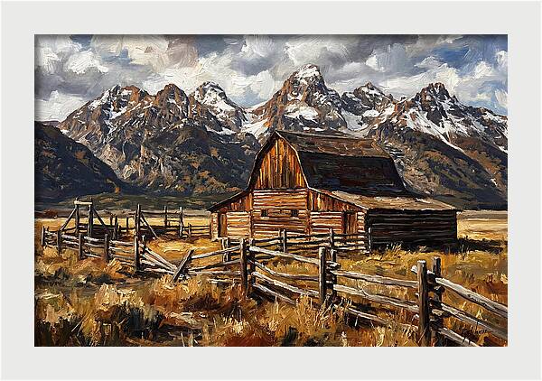 Log Cabin Amidst Majestic Peaks