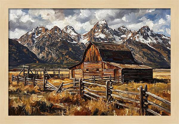 Log Cabin Amidst Majestic Peaks
