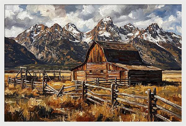 Log Cabin Amidst Majestic Peaks