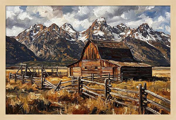 Log Cabin Amidst Majestic Peaks