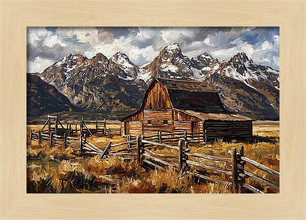 Log Cabin Amidst Majestic Peaks